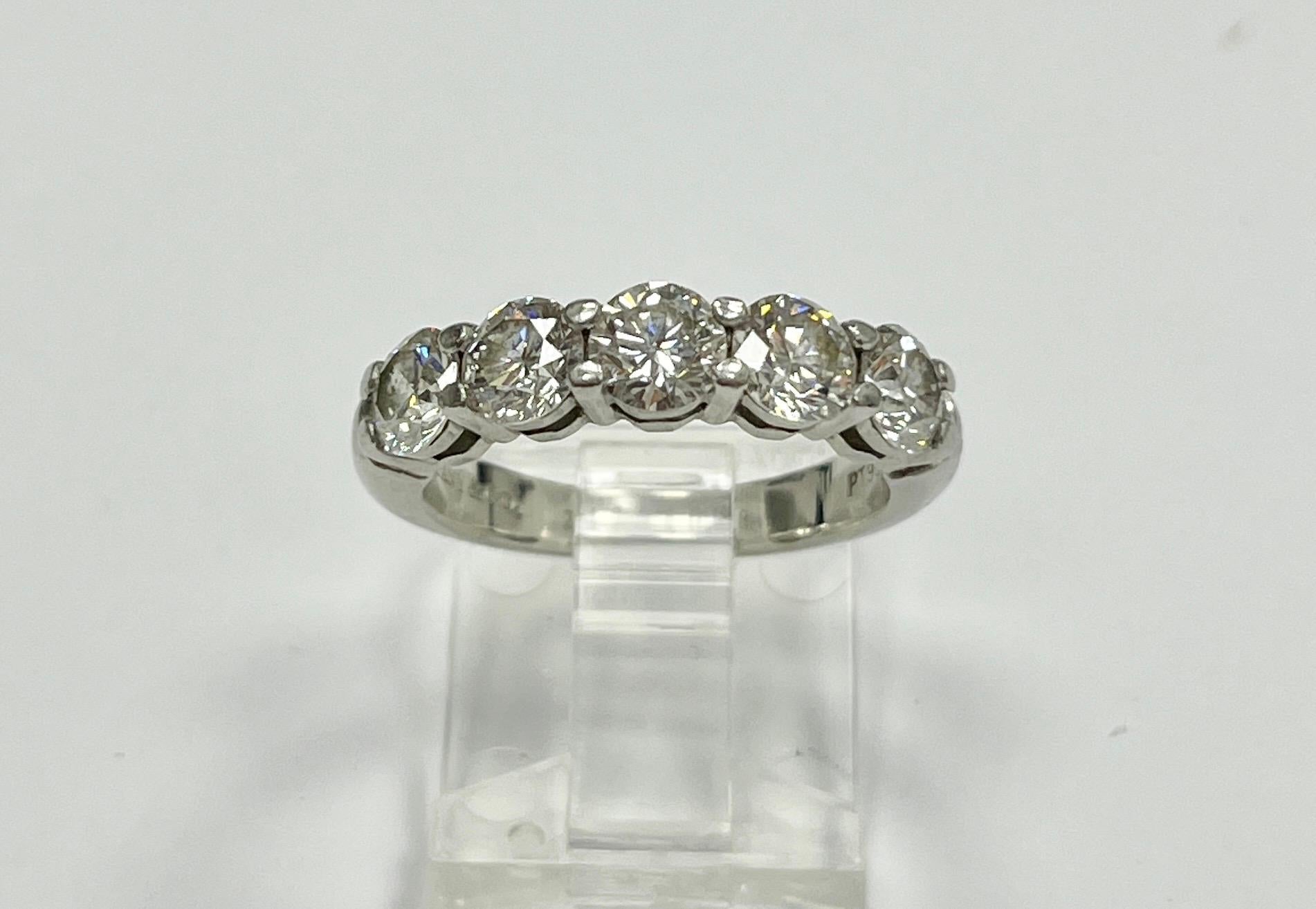 Tiffany & Co Platinum Diamond Five Stone Ring In Good Condition In New York, NY