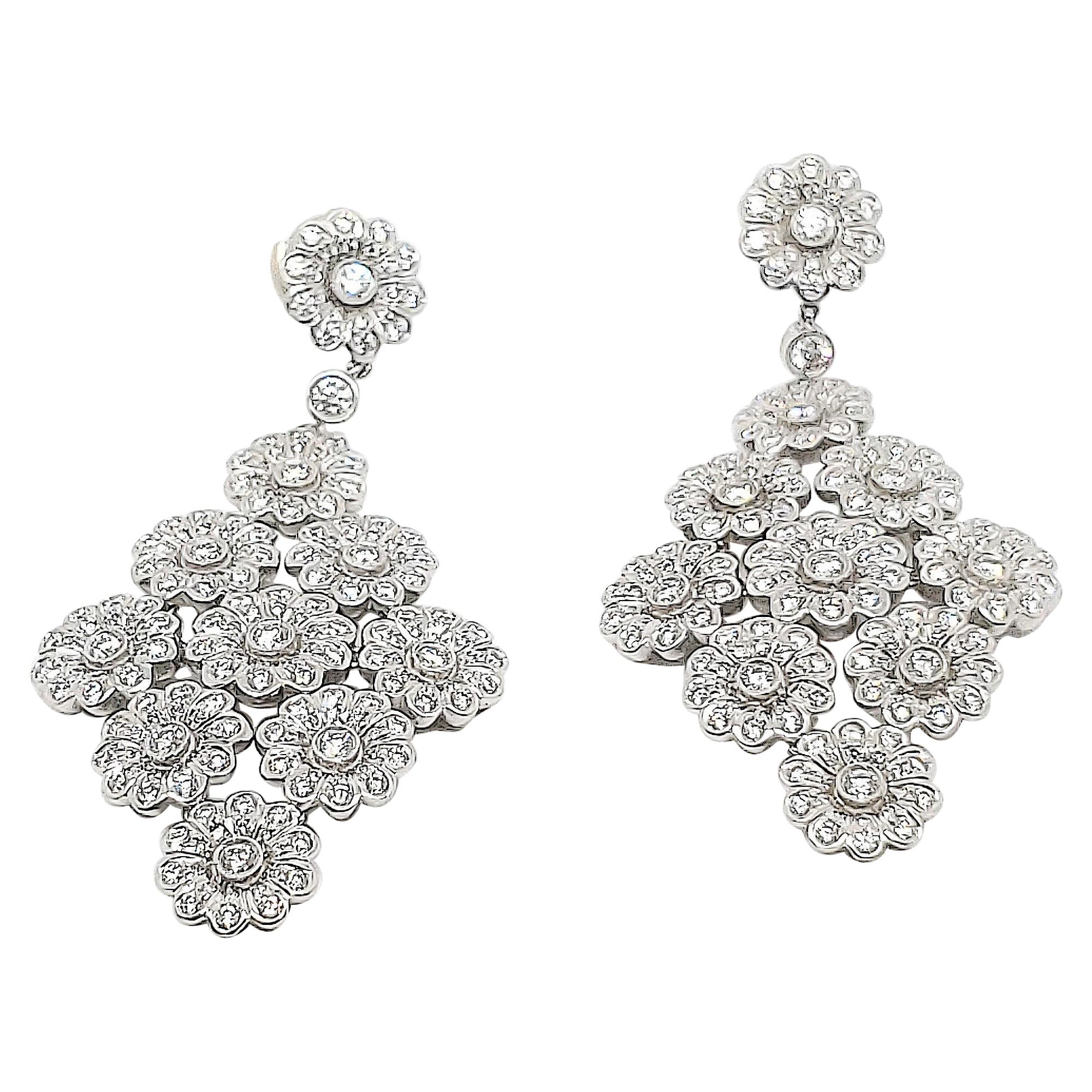 TIFFANY and CO. Diamond Platinum Drop Earrings at 1stdibs