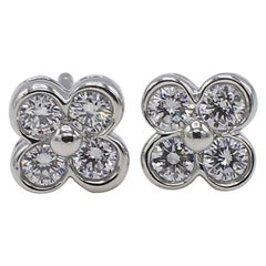 Tiffany & Co. Platinum Diamond Flower Cluster Stud Earrings