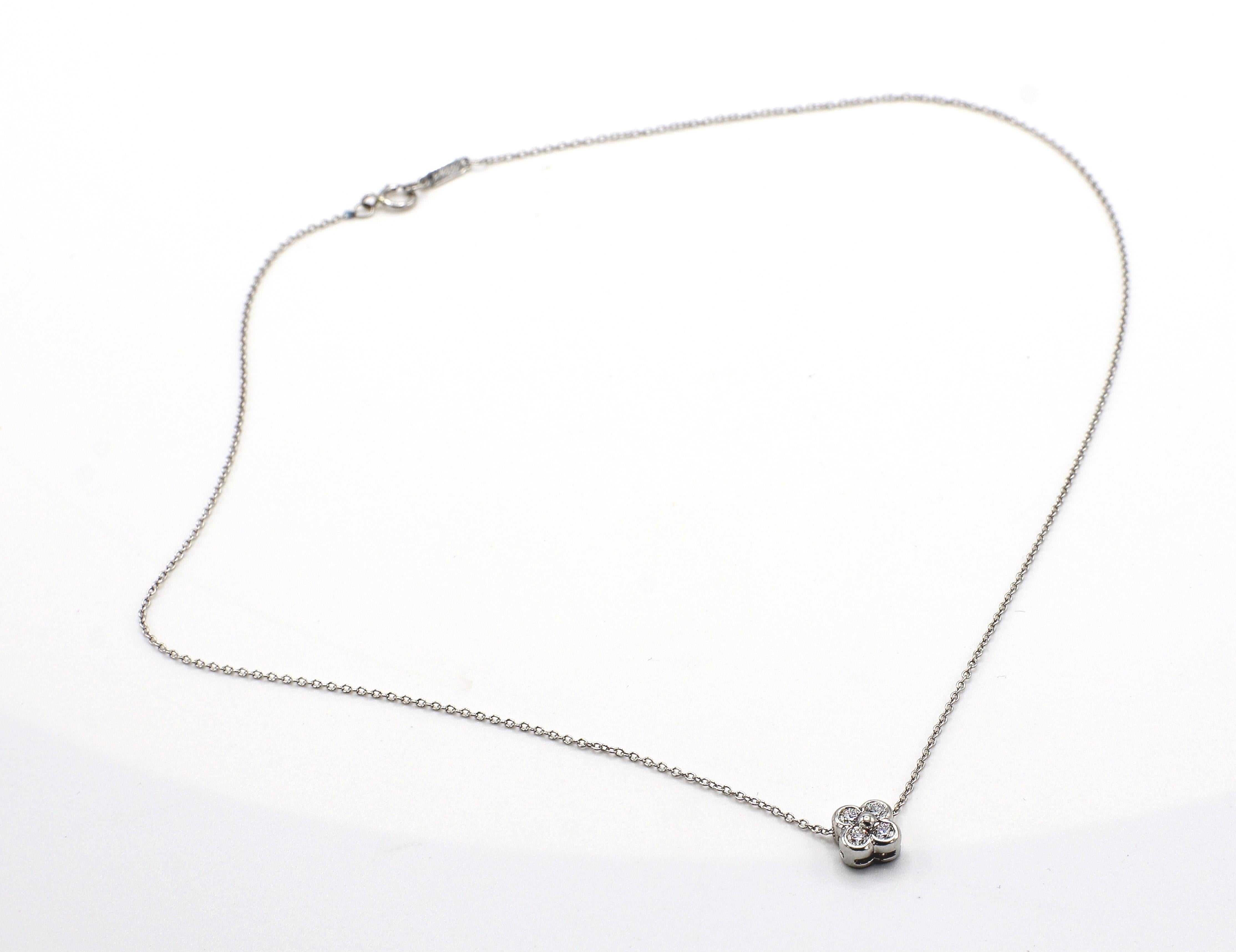 Modern Tiffany & Co. Platinum Diamond Flower Pendant Necklace