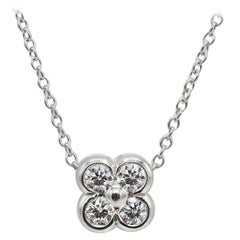 Tiffany & Co. Platinum Diamond Flower Pendant Necklace