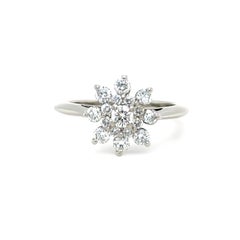 Tiffany 
Co. Platinum Diamond Flower Ring 0.60ct 4.54g