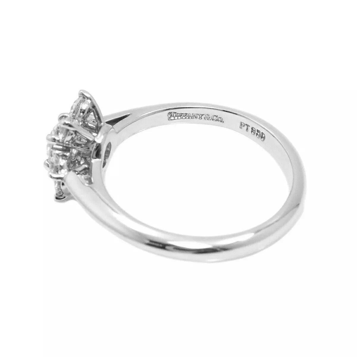 TIFFANY & Co. Platinum Diamond Flower Ring 5.5 In Excellent Condition In Los Angeles, CA
