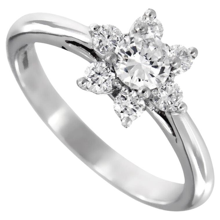 TIFFANY 
Co. Platinum Diamond Flower Ring 6 For Sale