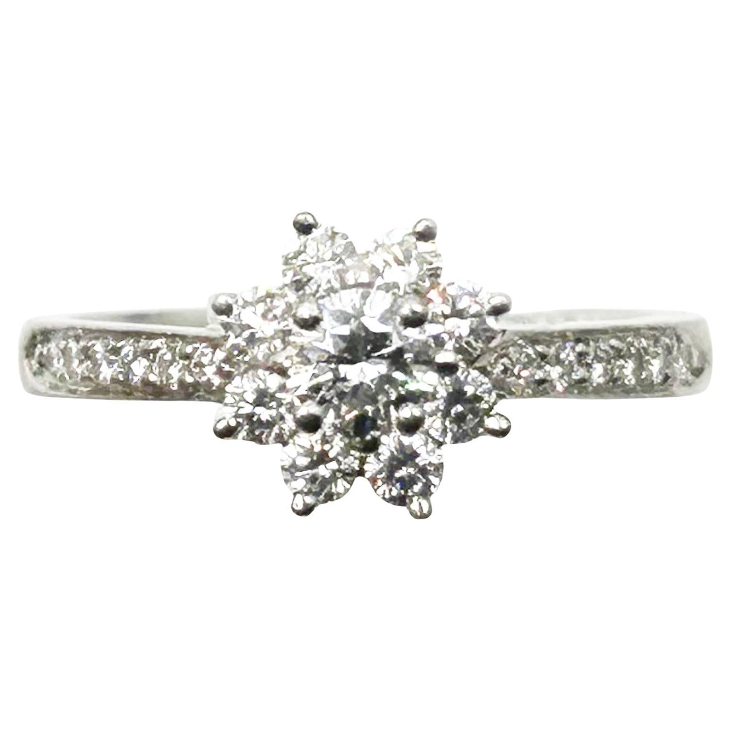 Tiffany &Co Platinum Diamond Flower Ring  6.5