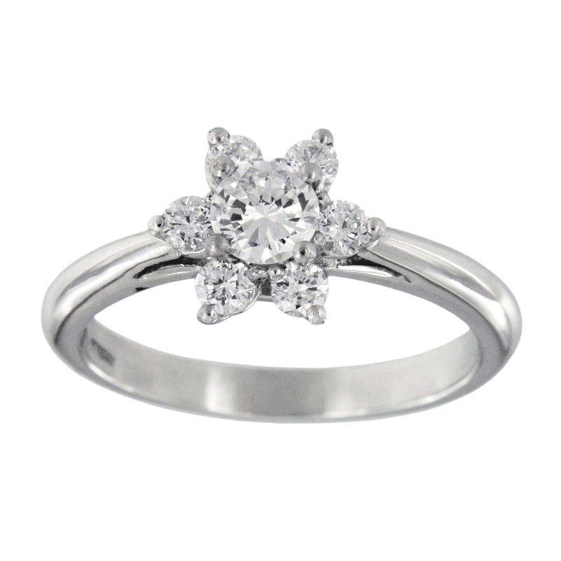 Round Cut TIFFANY & Co. Platinum Diamond Flower Ring 7.5 For Sale