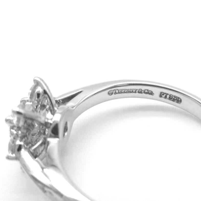 TIFFANY & Co. Platinum Diamond Flower Ring 7.5 In Excellent Condition For Sale In Los Angeles, CA