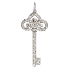 Tiffany & Co. Platinum Diamond Fluer De Lis Key Pendant
