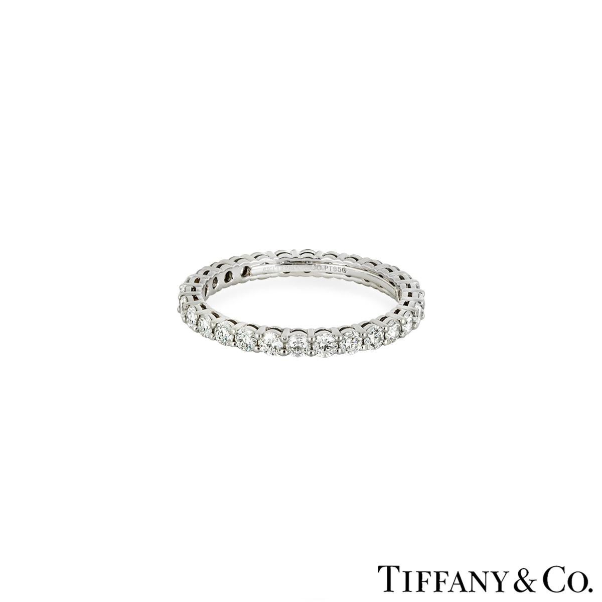 Round Cut Tiffany & Co. Platinum Diamond Full Eternity Forever Ring 0.85ct TDW