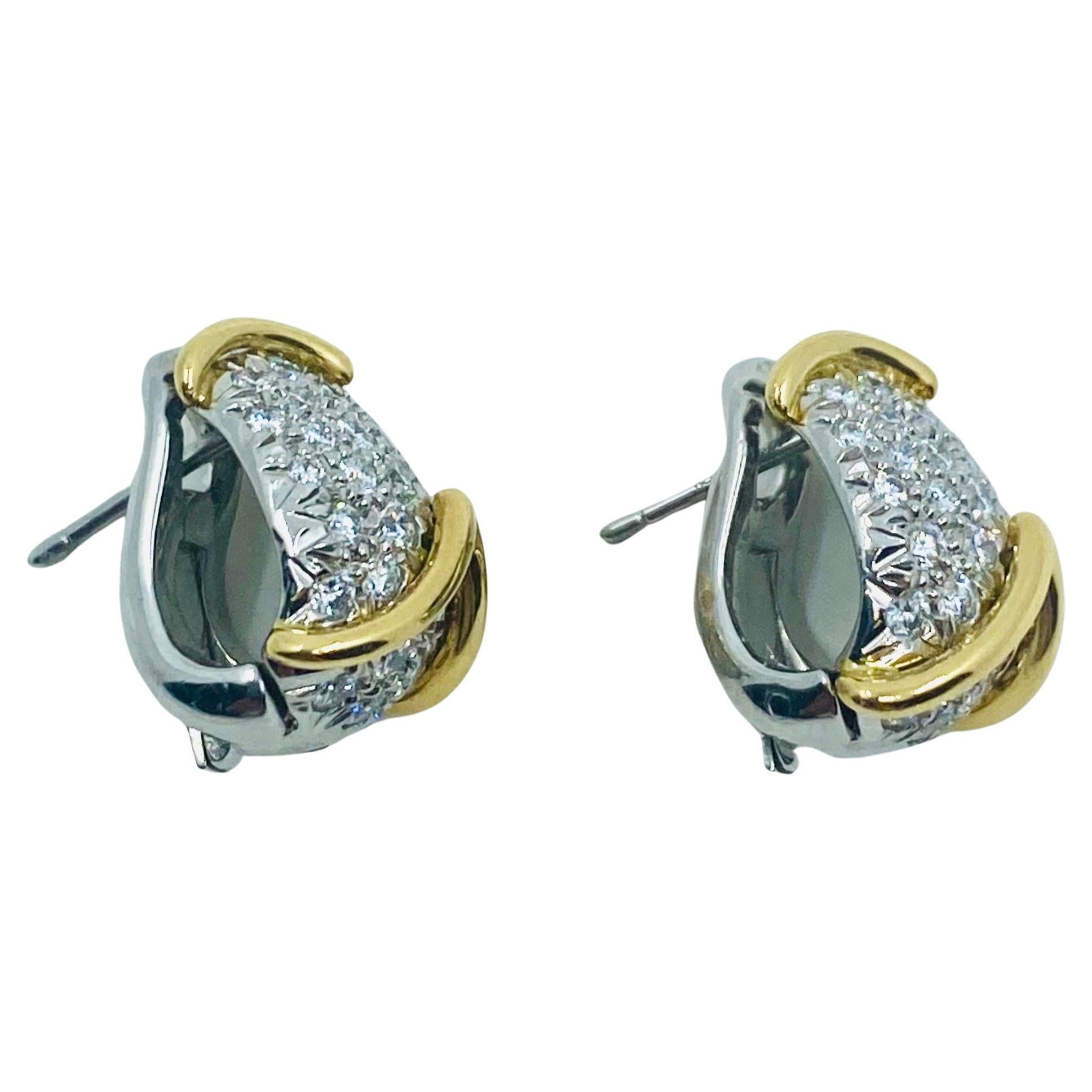 Tiffany & Co. Boucles d'oreilles Platine Diamant Or en vente 3