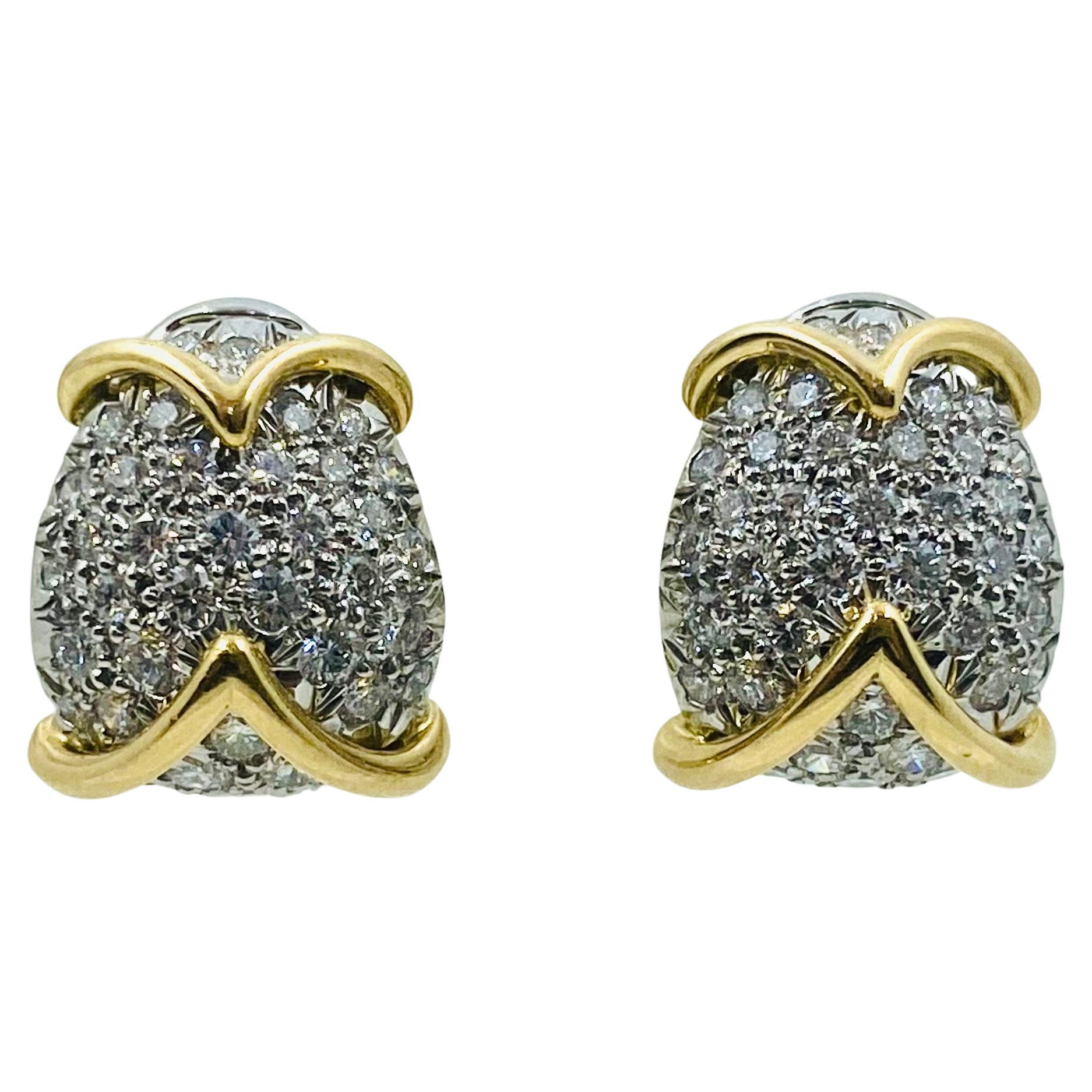 Tiffany & Co. Boucles d'oreilles Platine Diamant Or en vente