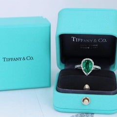 Tiffany & Co. Platinum Diamond & Green Emerald Contour Ring