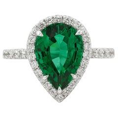 Tiffany & Co. Platinum Diamond & Green Emerald Contour Ring