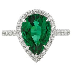 Tiffany & Co. Platinum Diamond & Green Emerald Contour Ring
