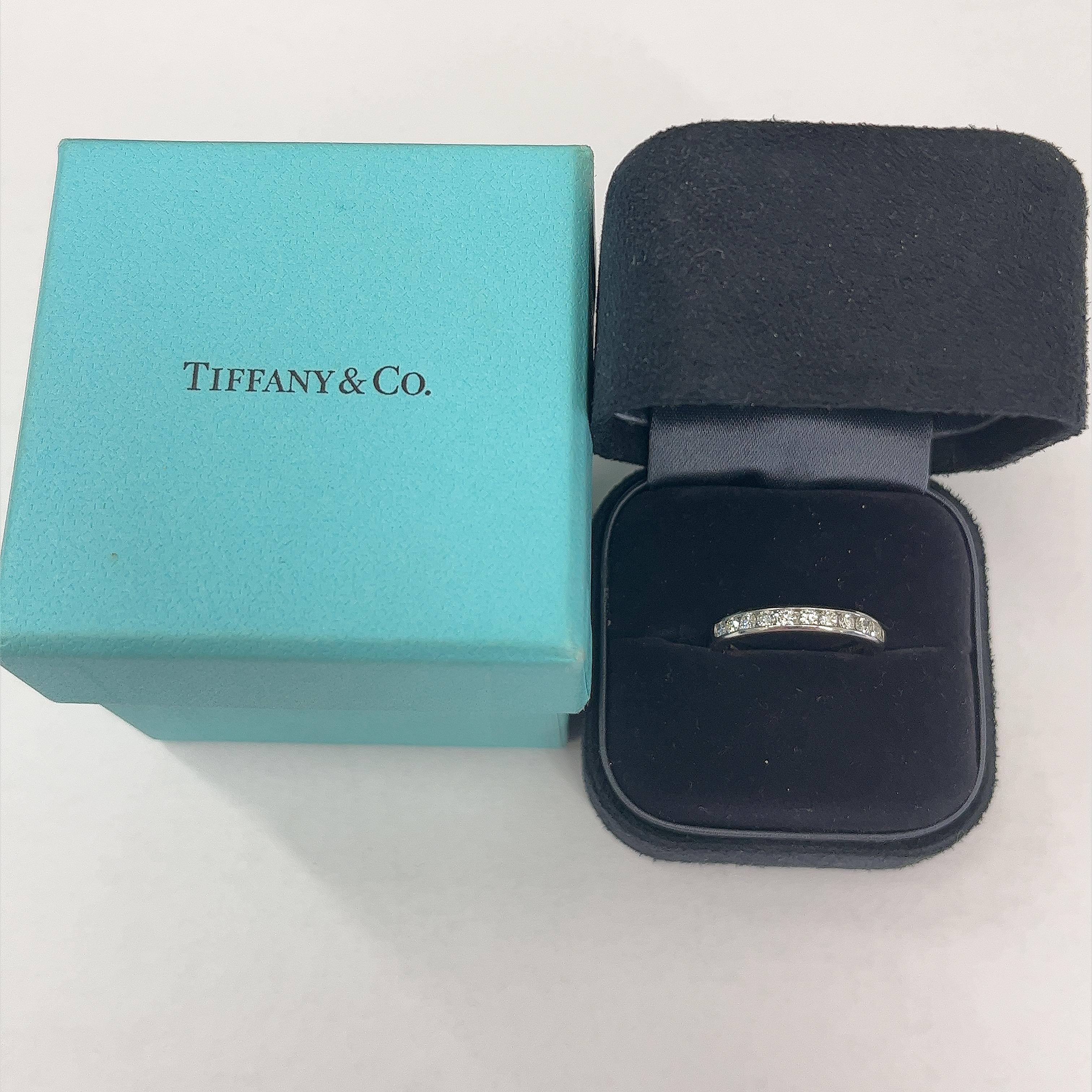 Tiffany & Co. Platinum Diamond Half Eternity Ring set with 11 round Diamonds For Sale 2