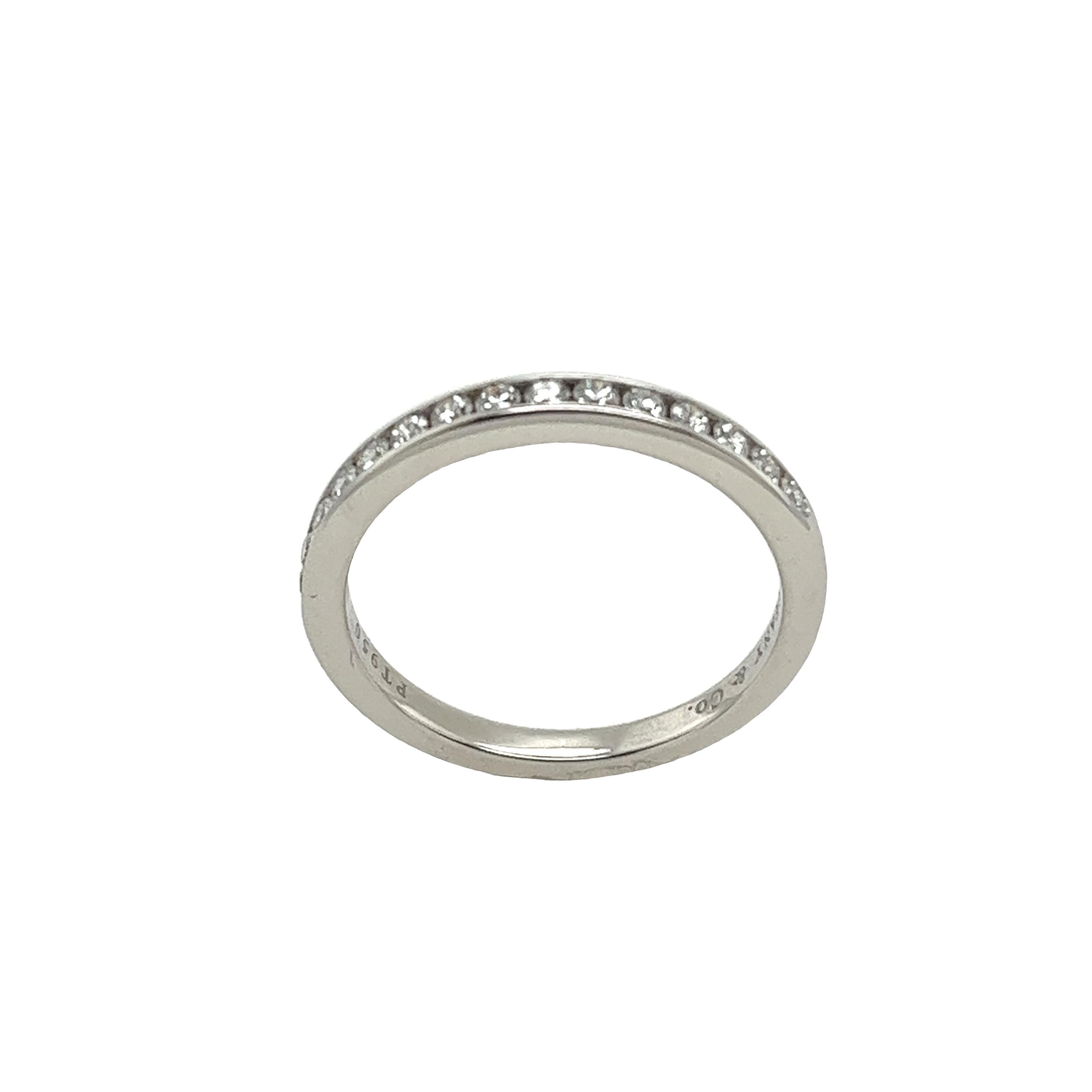 Tiffany & Co. Platinum Diamond Half Eternity Ring set with 15 round Diamonds In Excellent Condition For Sale In London, GB