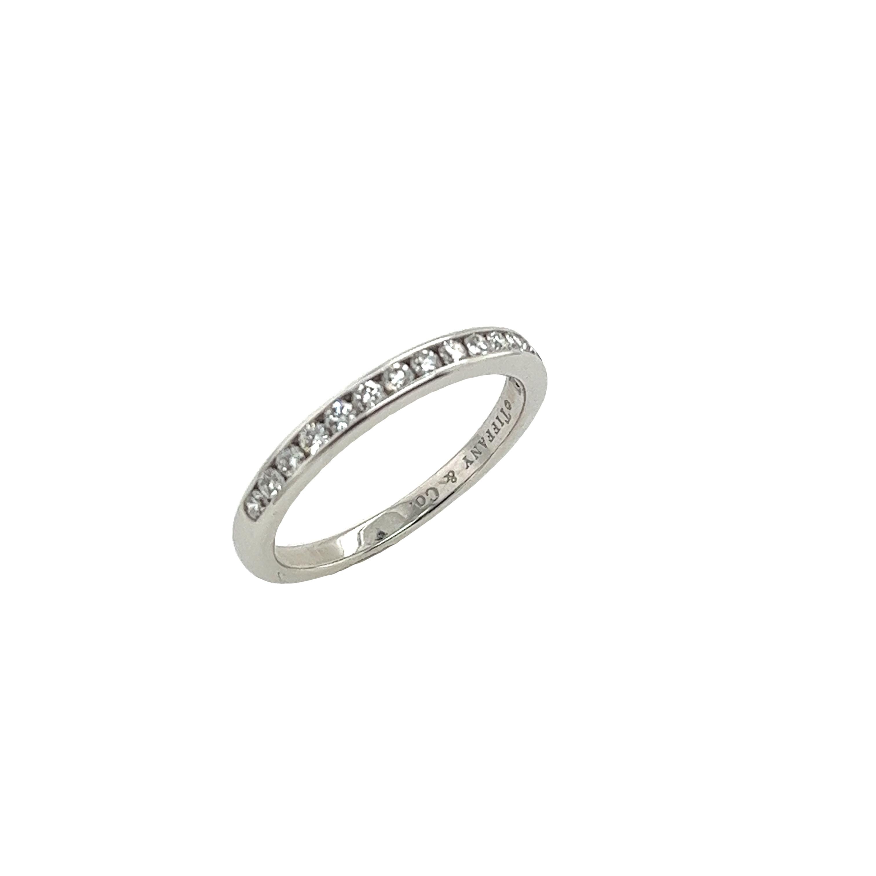 Tiffany & Co. Platinum Diamond Half Eternity Ring set with 15 round Diamonds For Sale 1