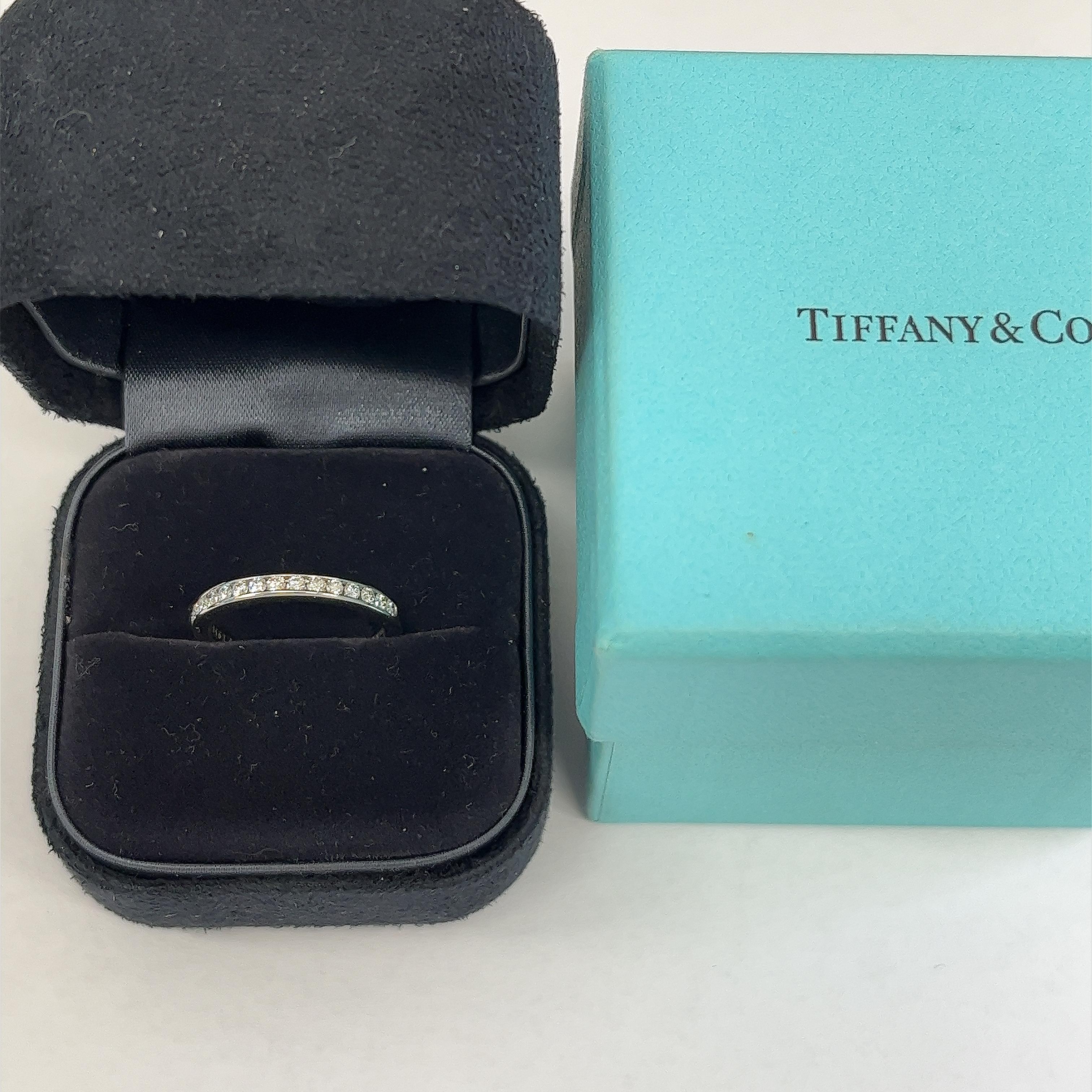 Tiffany & Co. Platinum Diamond Half Eternity Ring set with 15 round Diamonds For Sale 2