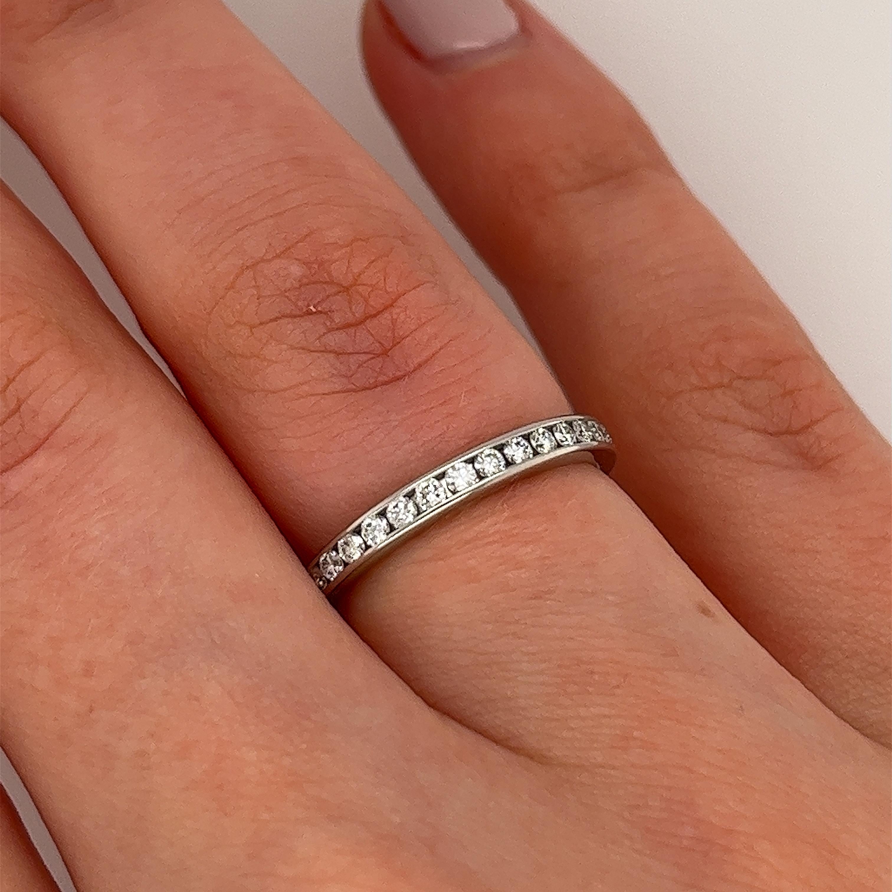 Tiffany & Co. Platinum Diamond Half Eternity Ring set with 15 round Diamonds For Sale 3