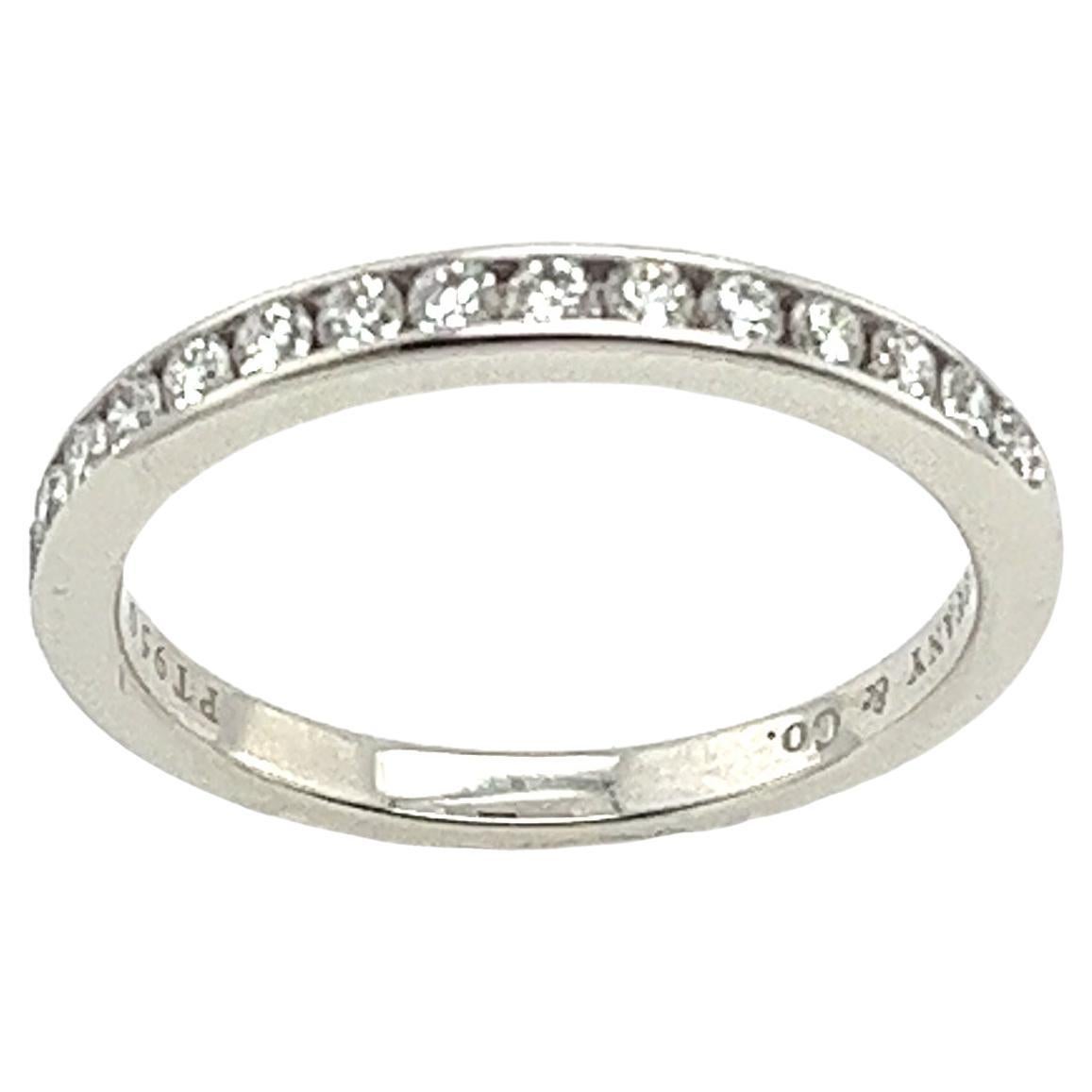 Tiffany & Co. Platinum Diamond Half Eternity Ring set with 15 round Diamonds For Sale