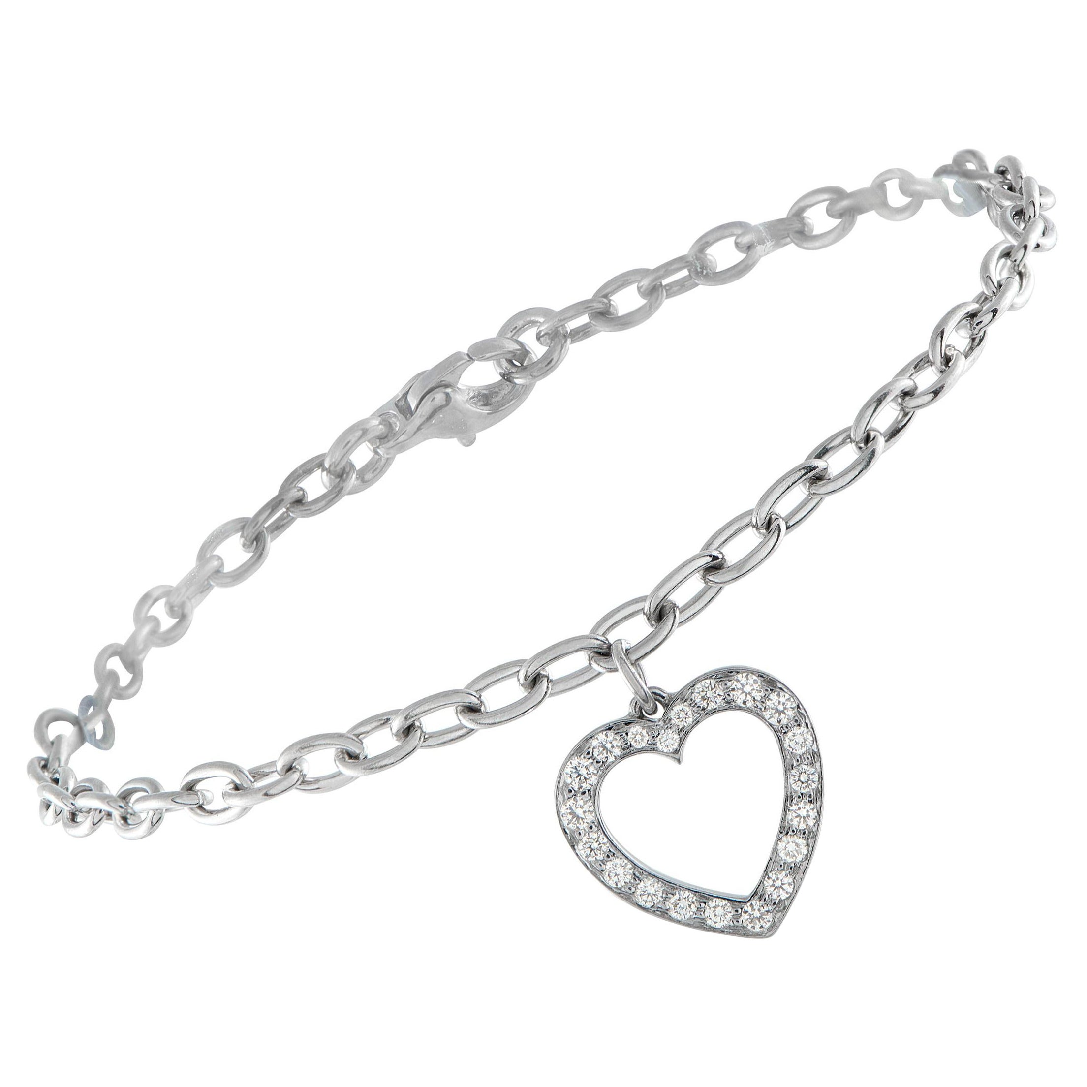 Tiffany 
Co. Platin-Diamant-Herz-Charm-Armband TI24-122225 im Angebot