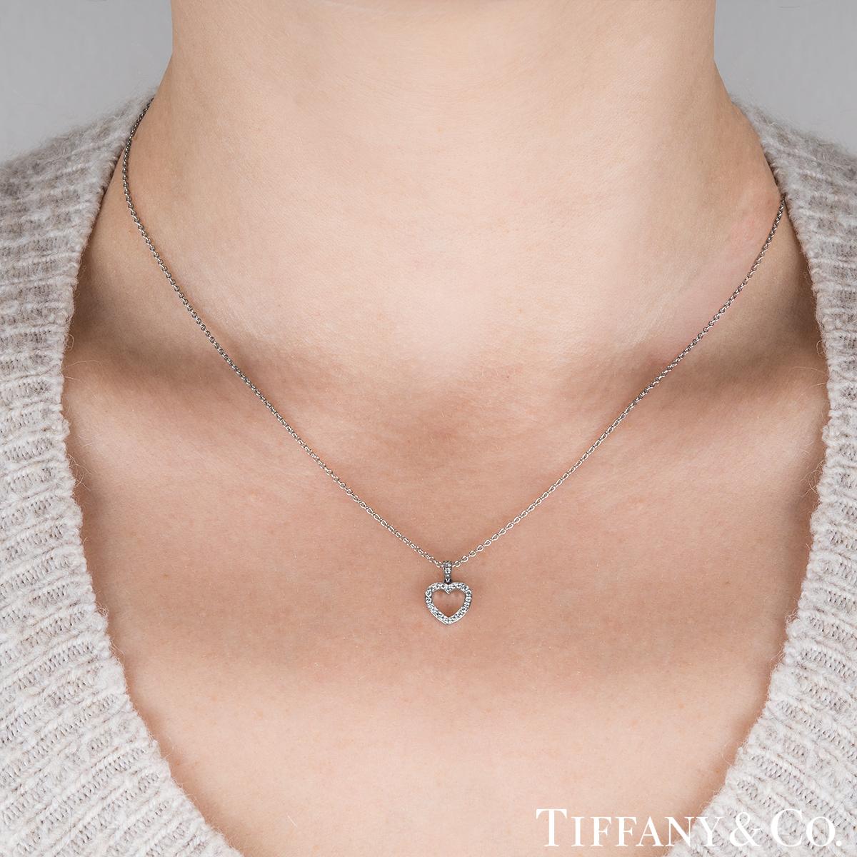 Women's Tiffany & Co. Platinum Diamond Heart Pendant For Sale
