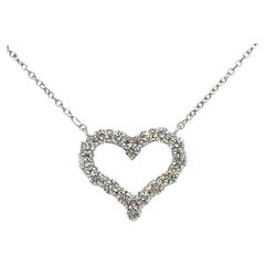 Tiffany & Co Platinum Diamond Heart Pendant Necklace 0.62ct