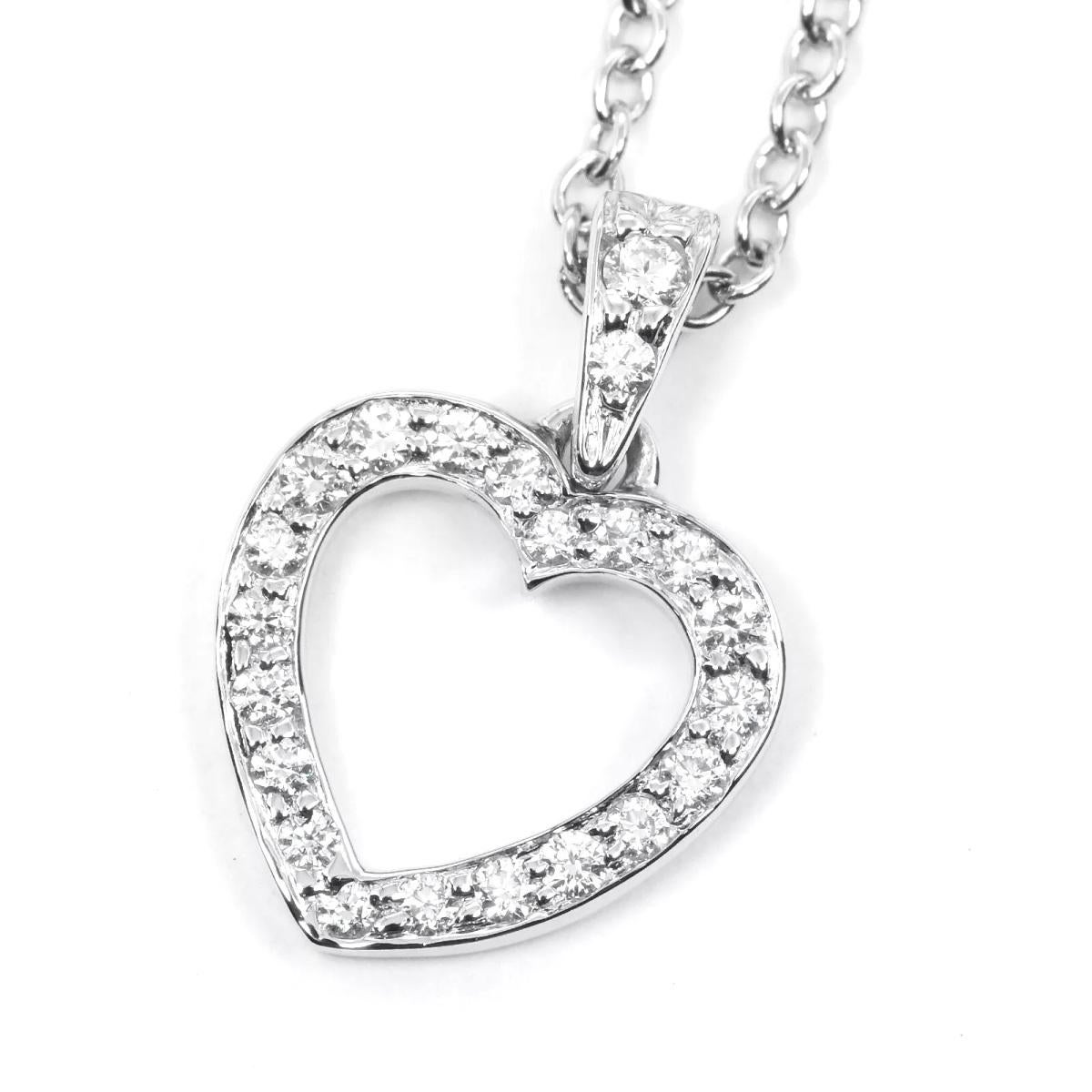 TIFFANY & Co. Platinum Diamond Heart Pendant Necklace In Excellent Condition For Sale In Los Angeles, CA