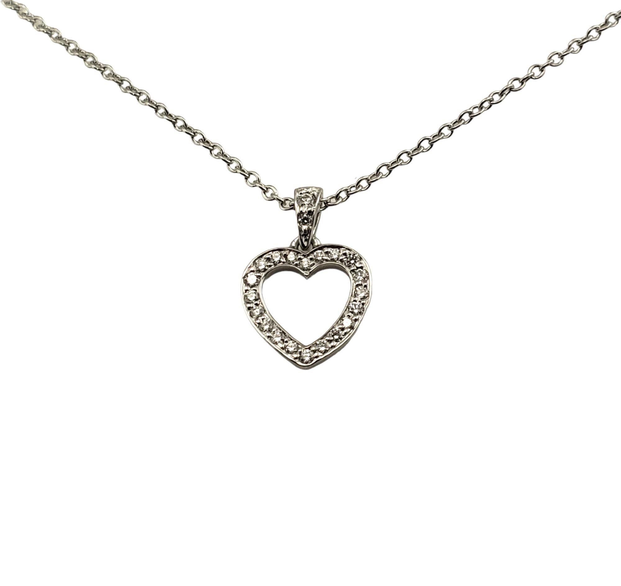 Tiffany & Co. Platinum Diamond Heart Pendant Necklace In Good Condition In Washington Depot, CT