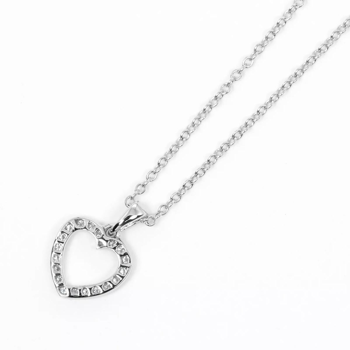 TIFFANY & Co. Platinum Diamond Heart Pendant Necklace For Sale 1