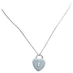 Used Tiffany & Co Platinum Diamond Heart Pendant Necklace