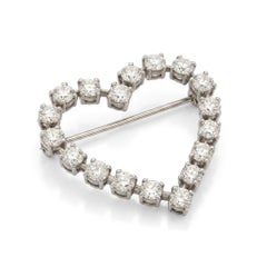 Tiffany & Co. Platinum Diamond Heart Pin/Brooch