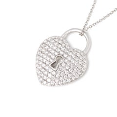 Tiffany & Co. Platinum Diamond Heart Tiffany Key Pendant Necklace