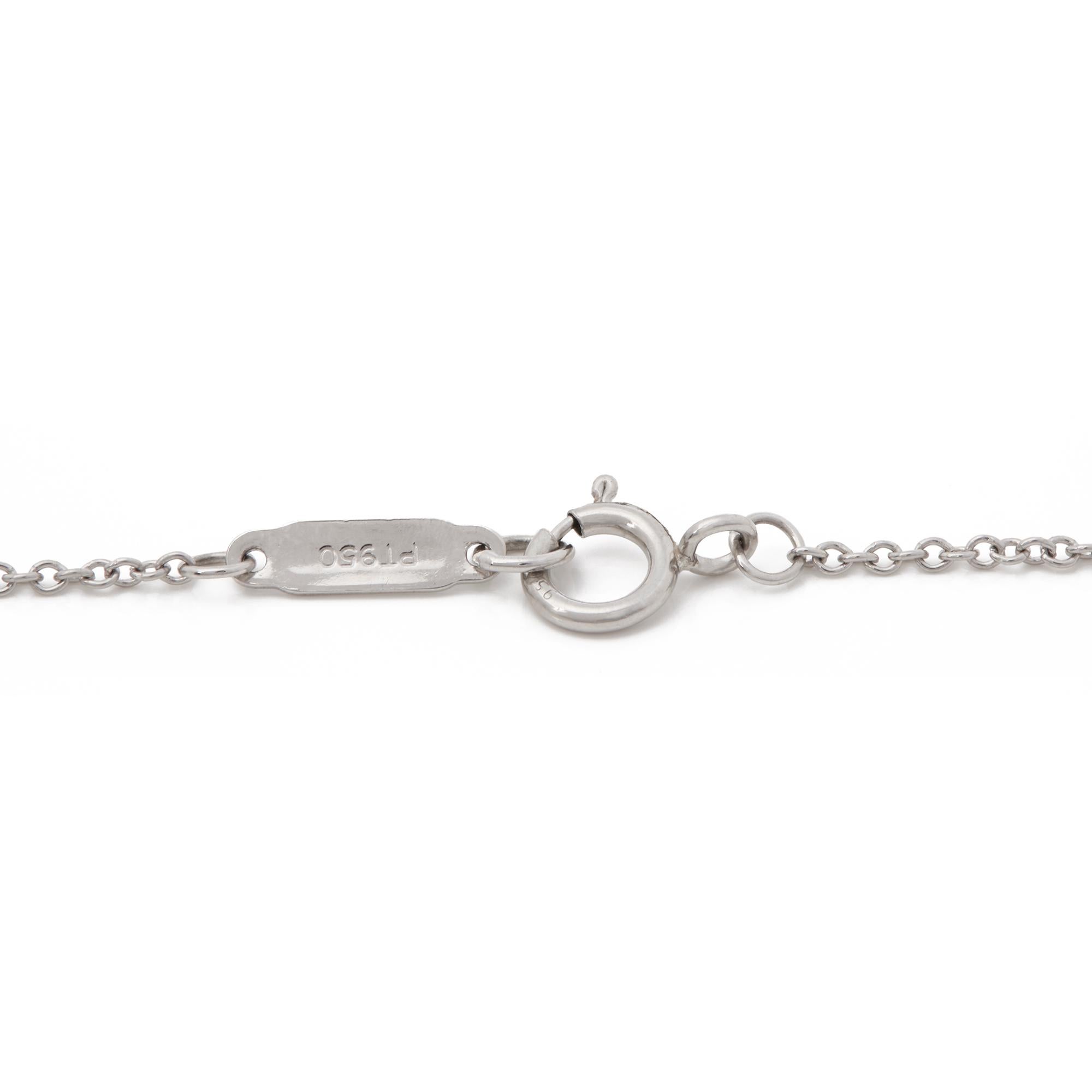Round Cut Tiffany & Co. Platinum Diamond Heart Tiffany Key Pendant Necklace
