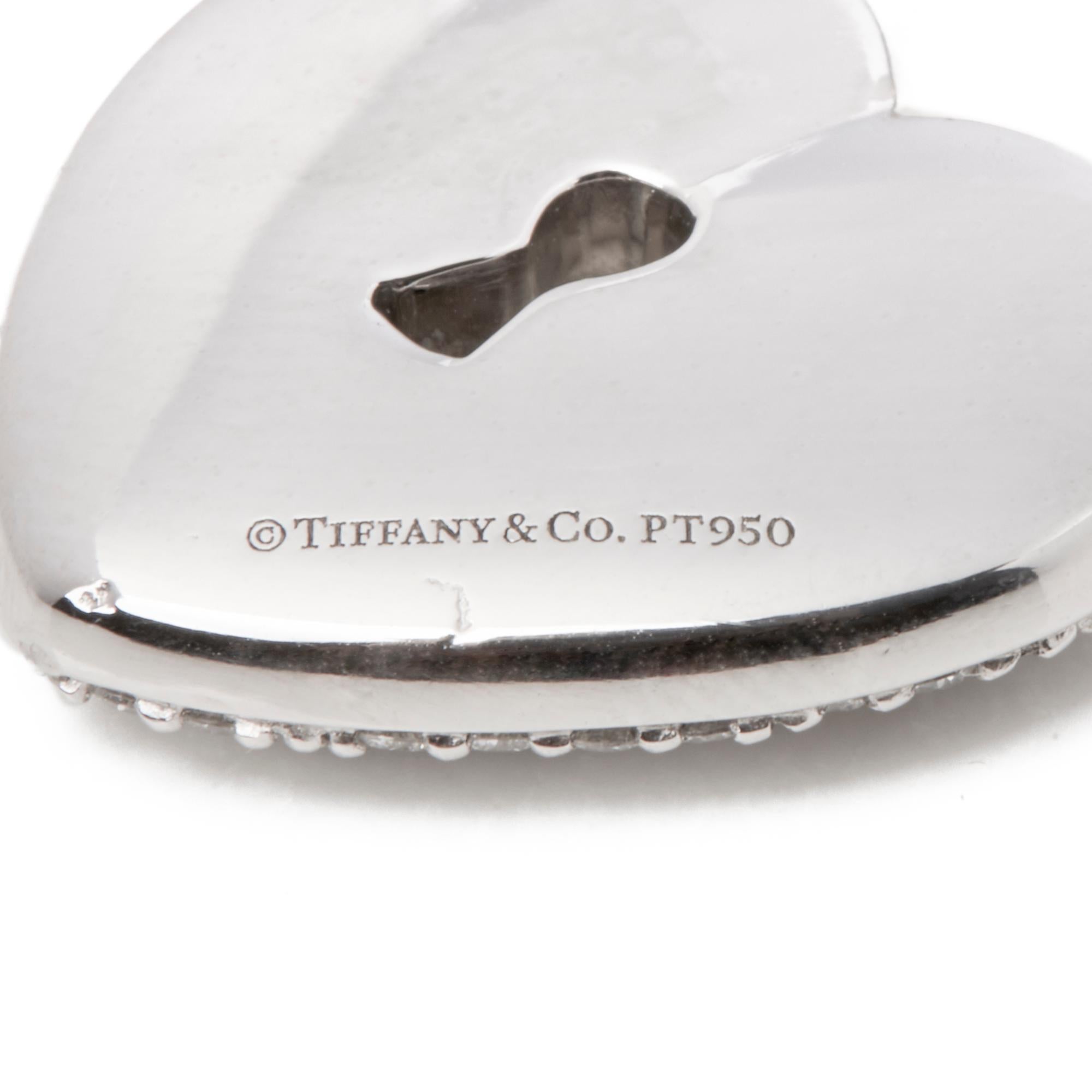 Women's Tiffany & Co. Platinum Diamond Heart Tiffany Key Pendant Necklace
