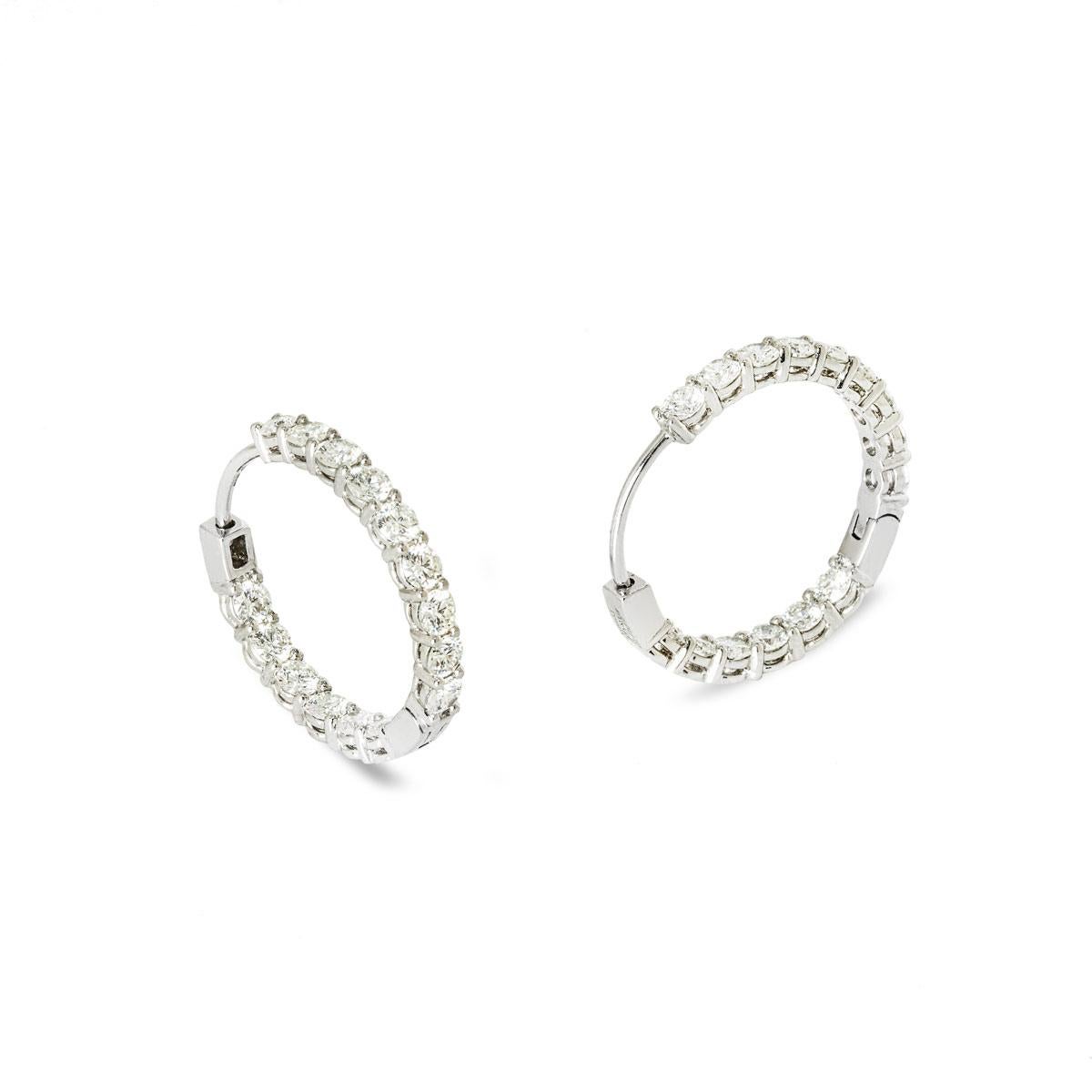 Round Cut Tiffany & Co. Platinum Diamond Hoop Earrings 2.39ct TDW 60006475