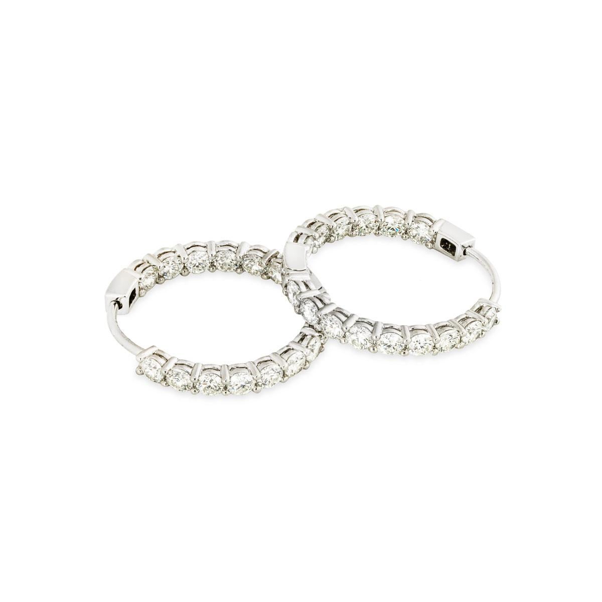 Tiffany & Co. Platinum Diamond Hoop Earrings 2.39ct TDW 60006475 In Excellent Condition In London, GB