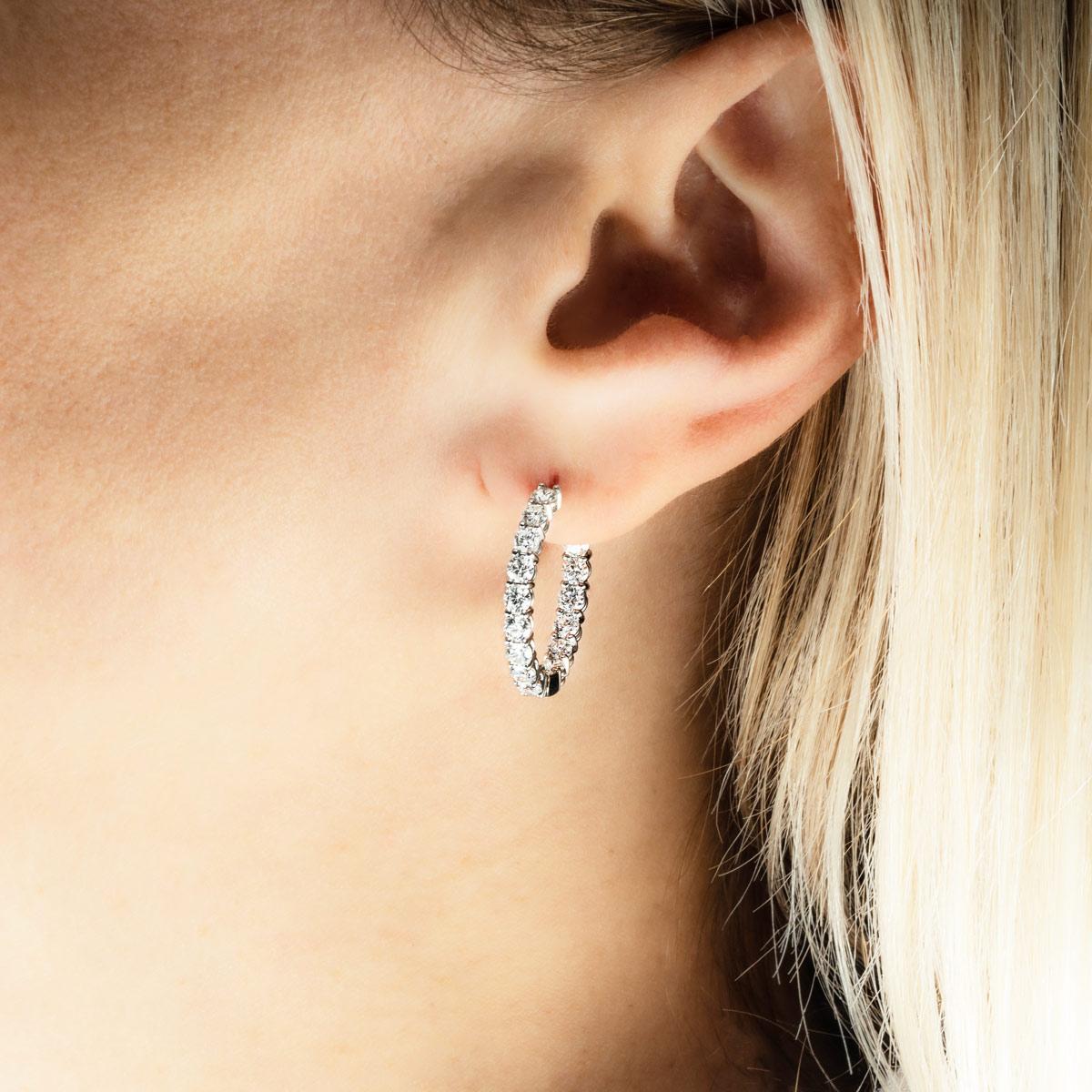 Women's Tiffany & Co. Platinum Diamond Hoop Earrings 2.39ct TDW 60006475