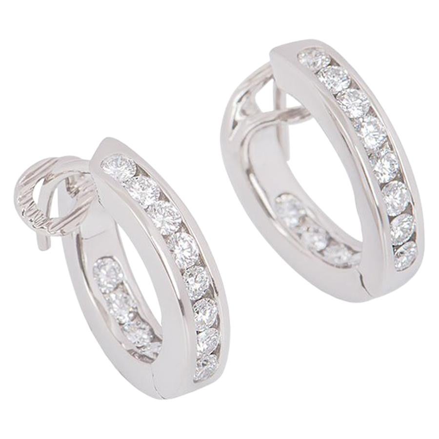 Tiffany & Co. Platinum Diamond Hoop Earrings
