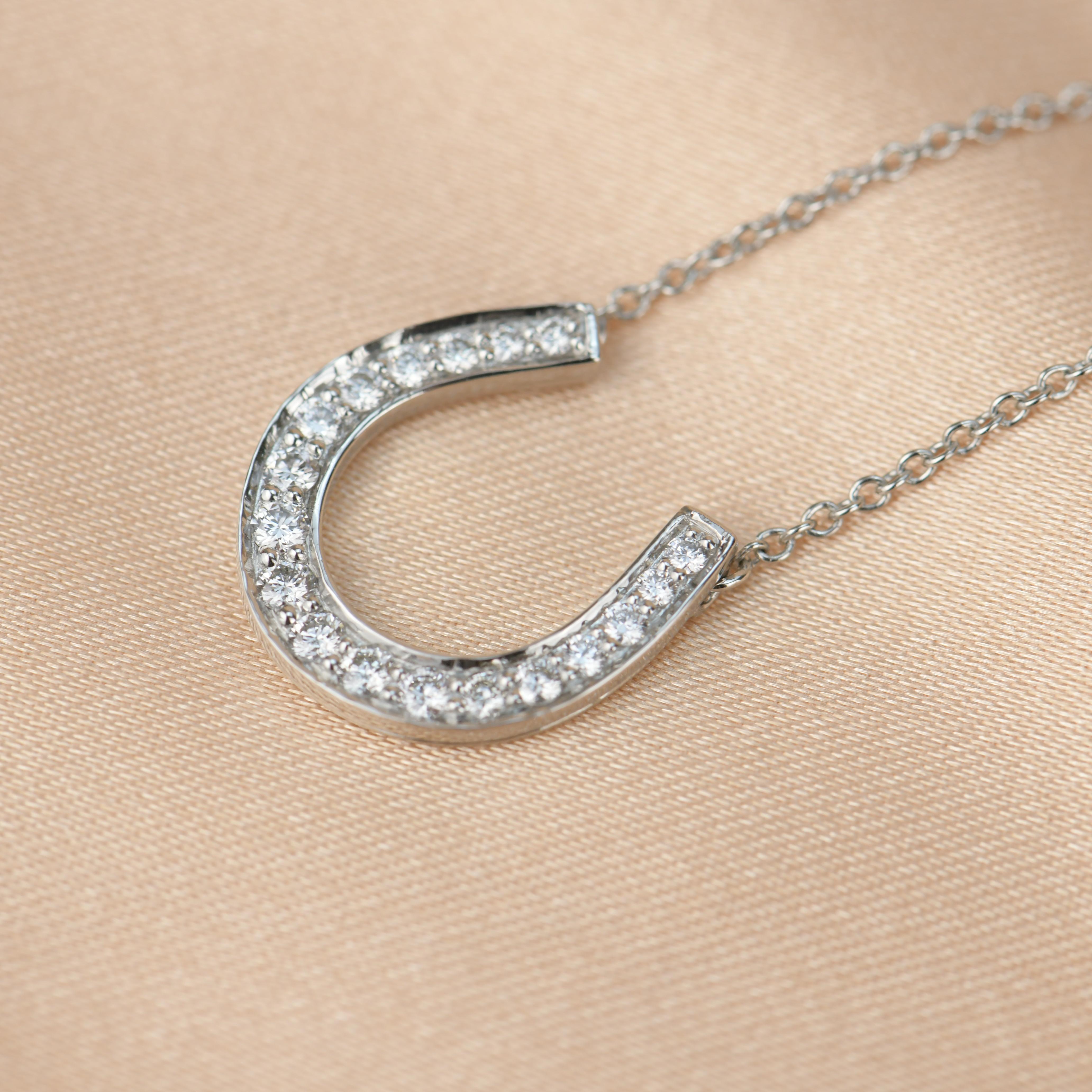 Tiffany & Co. Platinum & Diamond Horseshoe Pendant Necklace 1