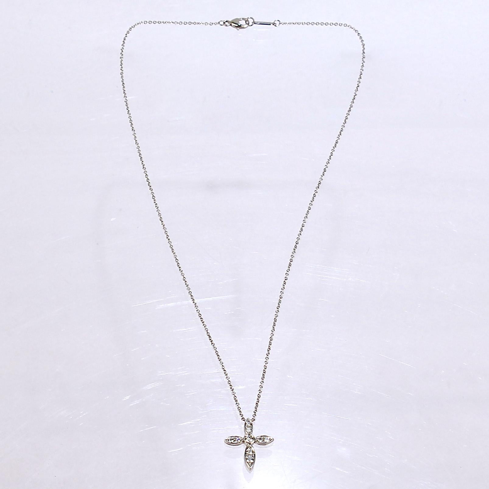 Tiffany & Co. Platinum & Diamond 'Illusion' Crucifix or Cross Pendant Necklace For Sale 1