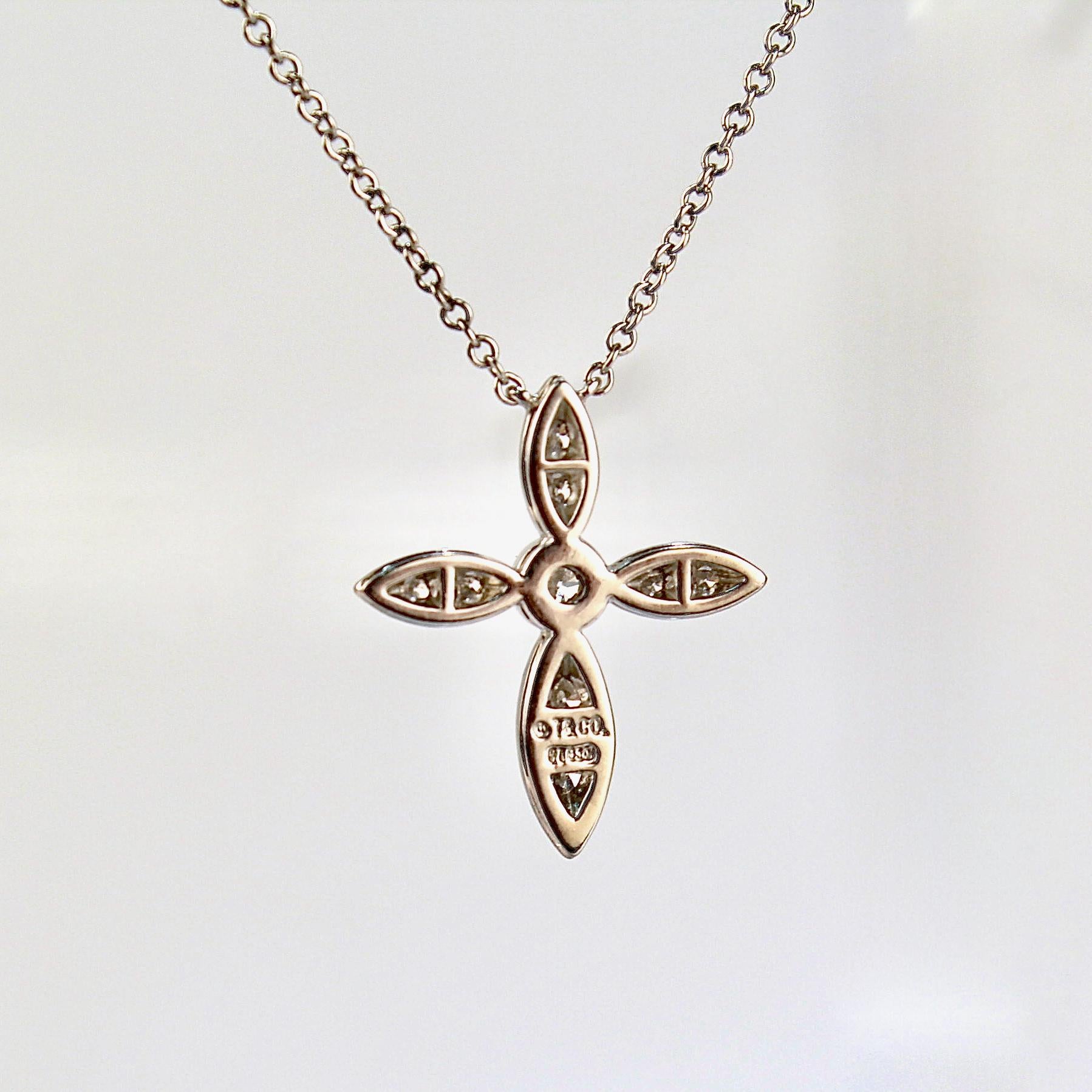 Tiffany & Co. Platinum & Diamond 'Illusion' Crucifix or Cross Pendant Necklace For Sale 2