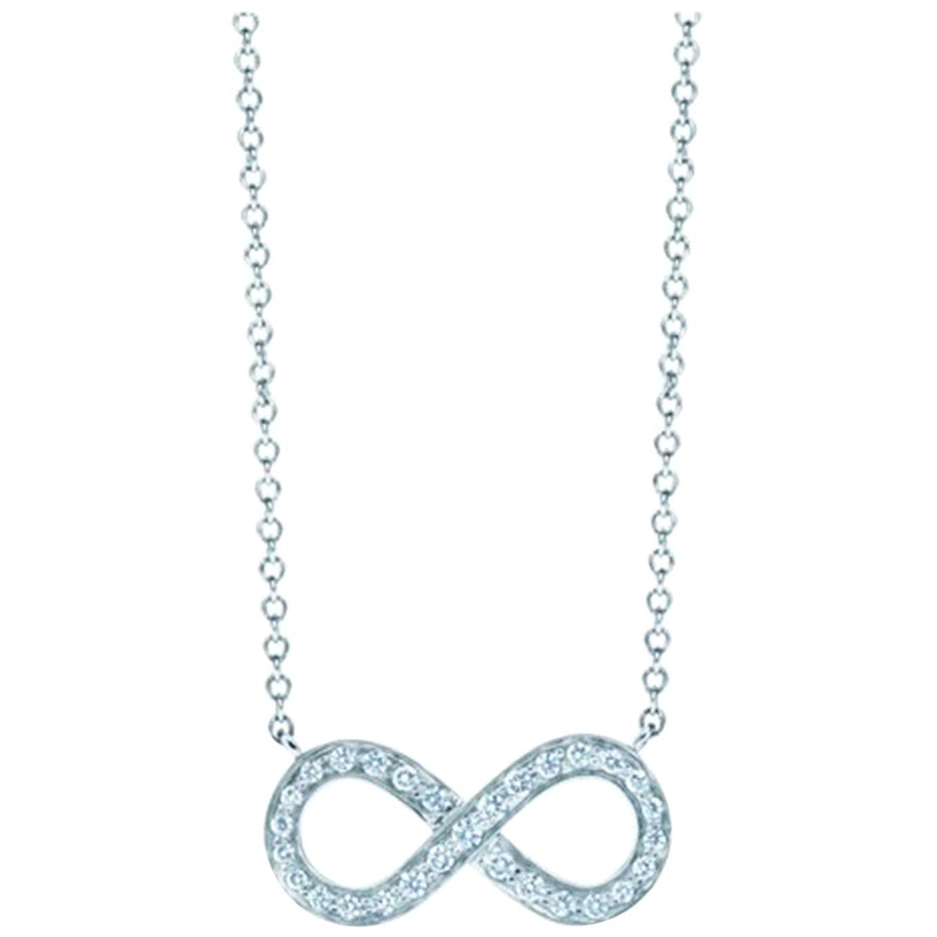 Tiffany & Co. Platinum Diamond Infinity Symbol Pendant Necklace