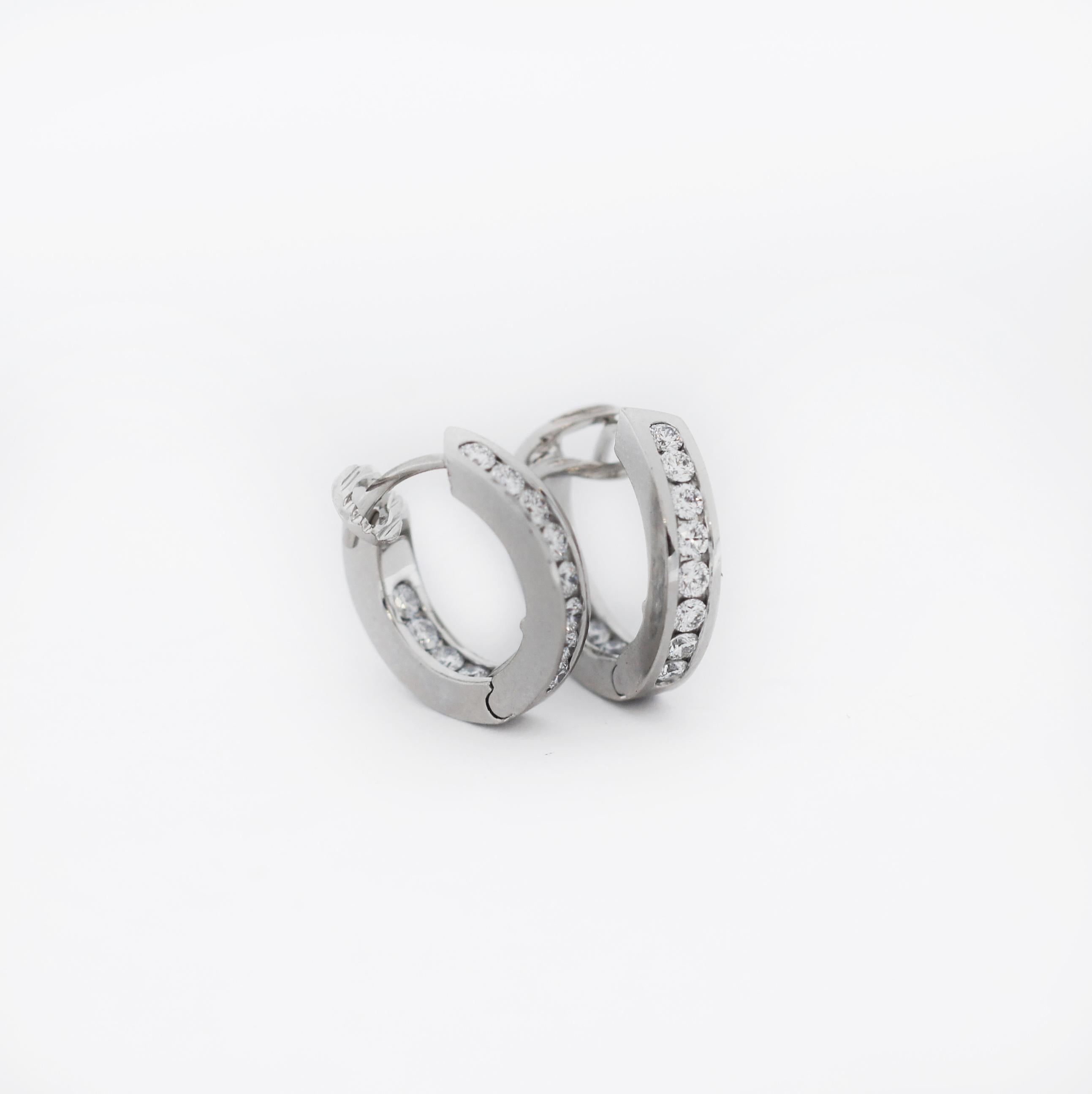 Tiffany & Co. Platinum Diamond Inside out Small Hoop Earrings
