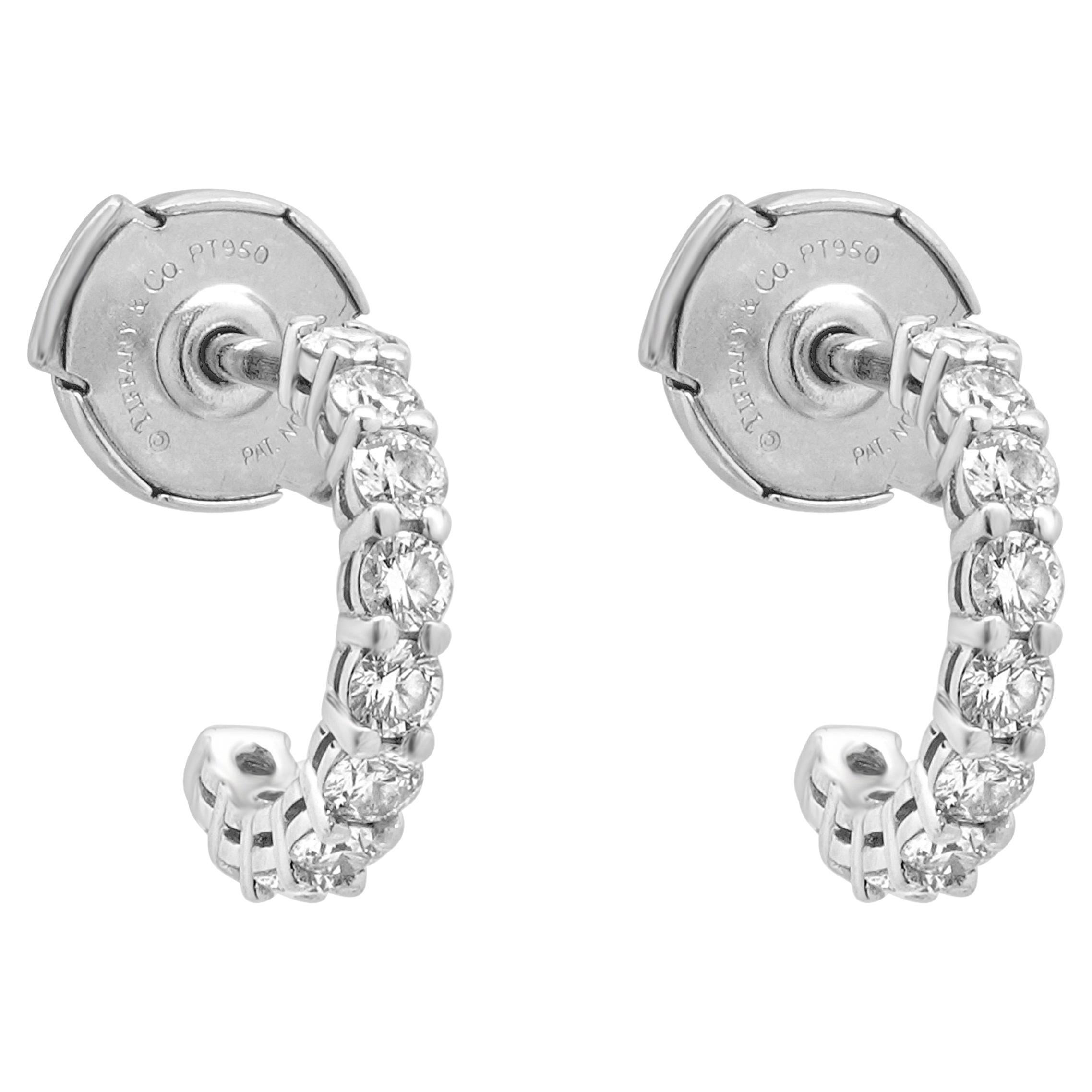 Tiffany & Co. Platinum Diamond J Hoop Earrings