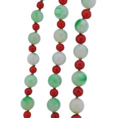 Tiffany & Co Platinum Diamond Jade Coral Long Necklace