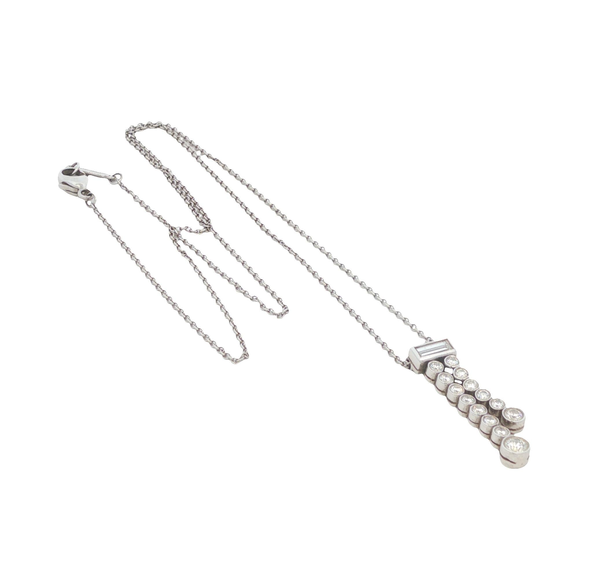 Tiffany & Co. Platin Diamant Jazz Double Drop Anhänger Halskette (Rundschliff) im Angebot