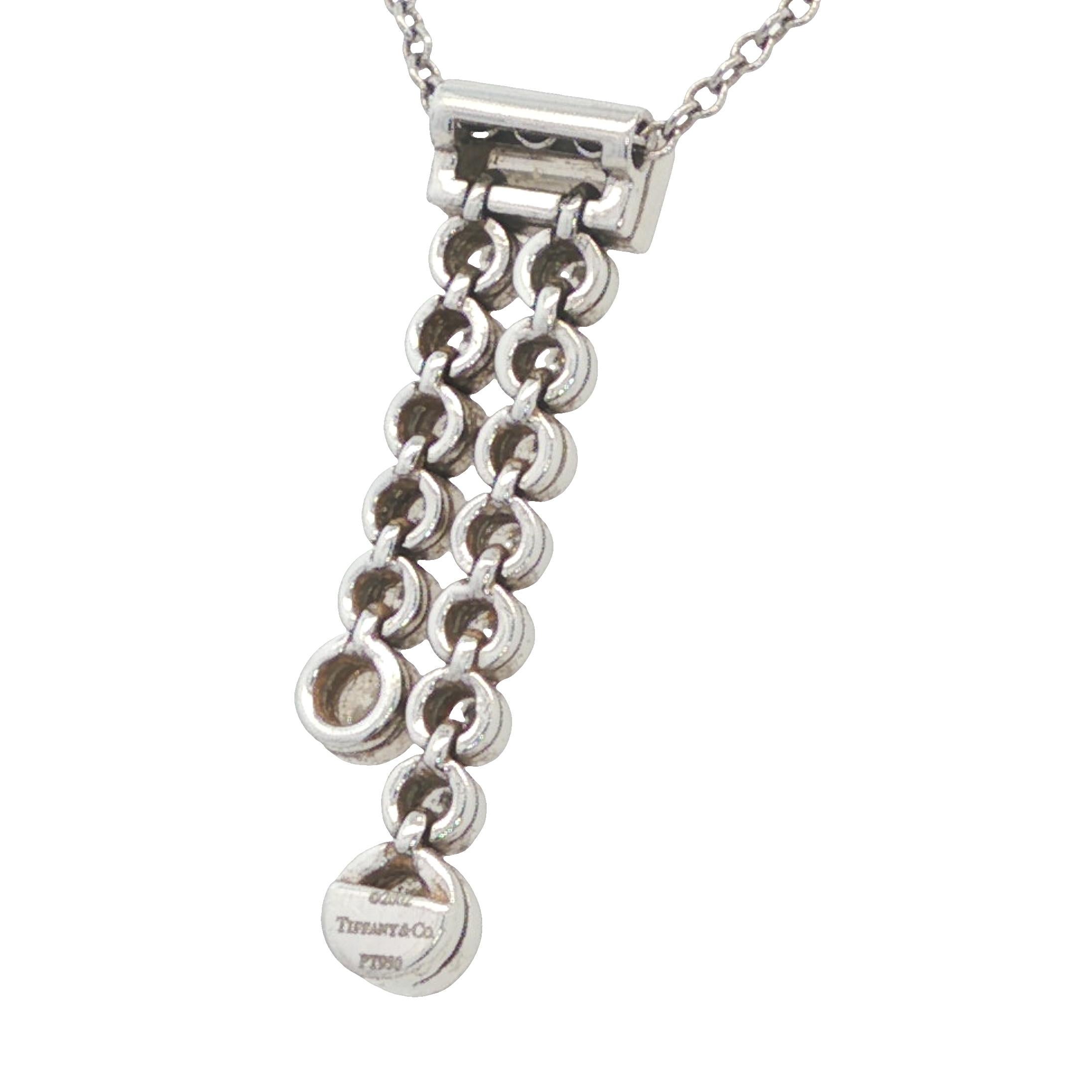 Tiffany & Co. Platin Diamant Jazz Double Drop Anhänger Halskette im Zustand „Hervorragend“ im Angebot in Hicksville, NY