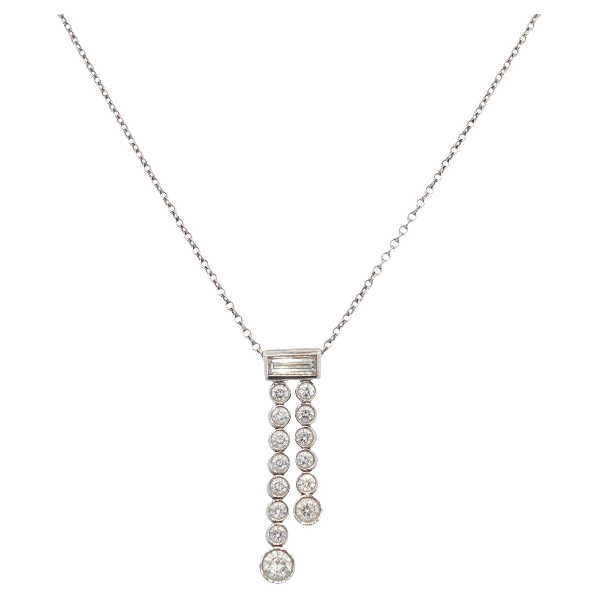 Tiffany & Co. Collier pendentif Jazz à double goutte en platine et diamants