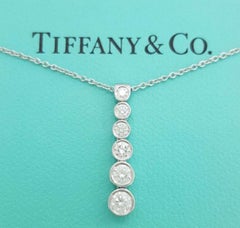 TIFFANY & Co. Platinum Diamond Jazz Graduated Drop Pendant Necklace